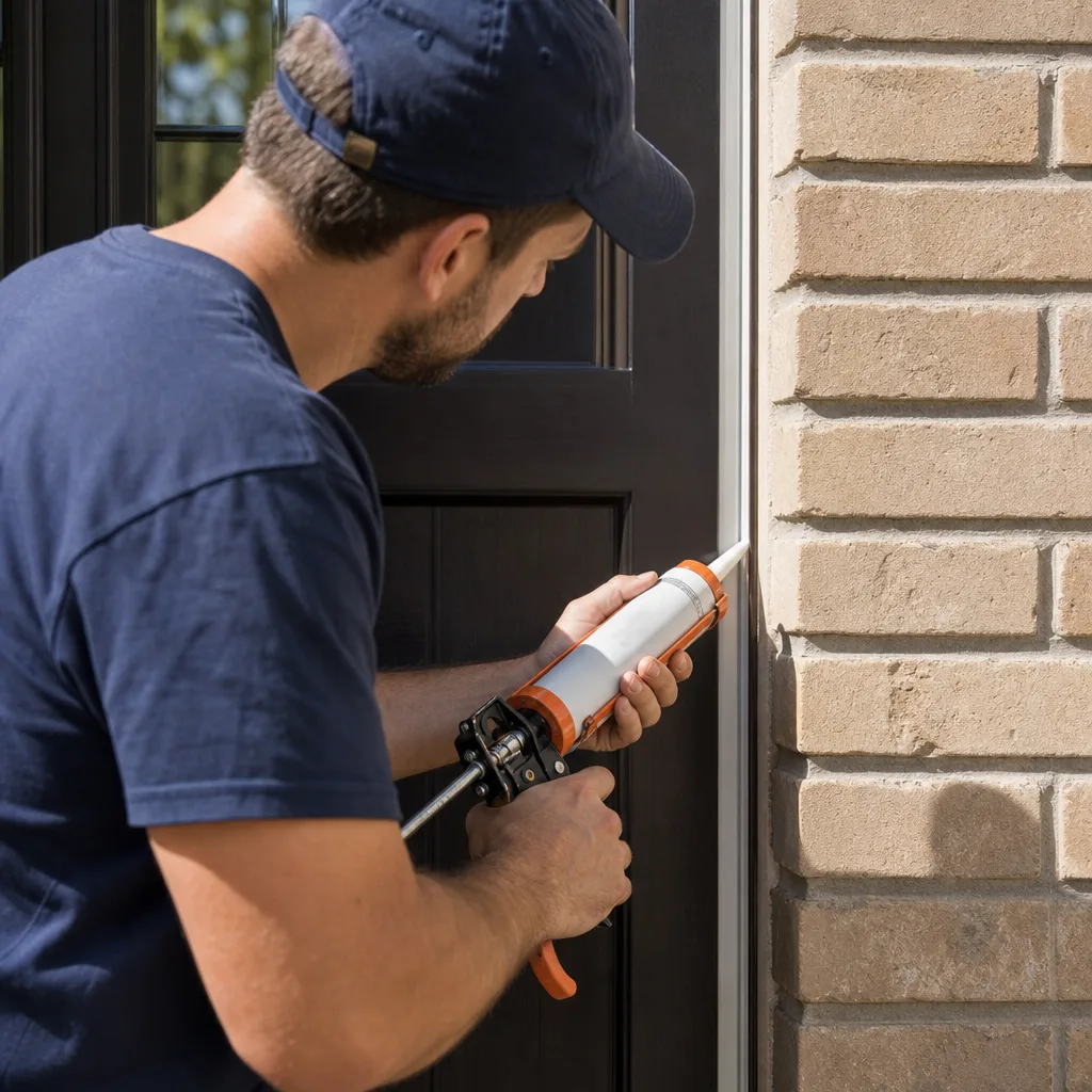 Illustration for new exterior door installation